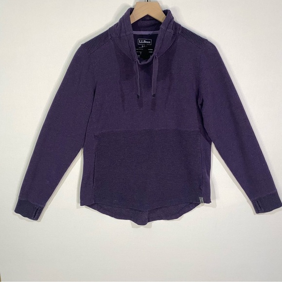 L.L Bean Women dark purple cowl neck pullover size small petite - Picture 1 of 9